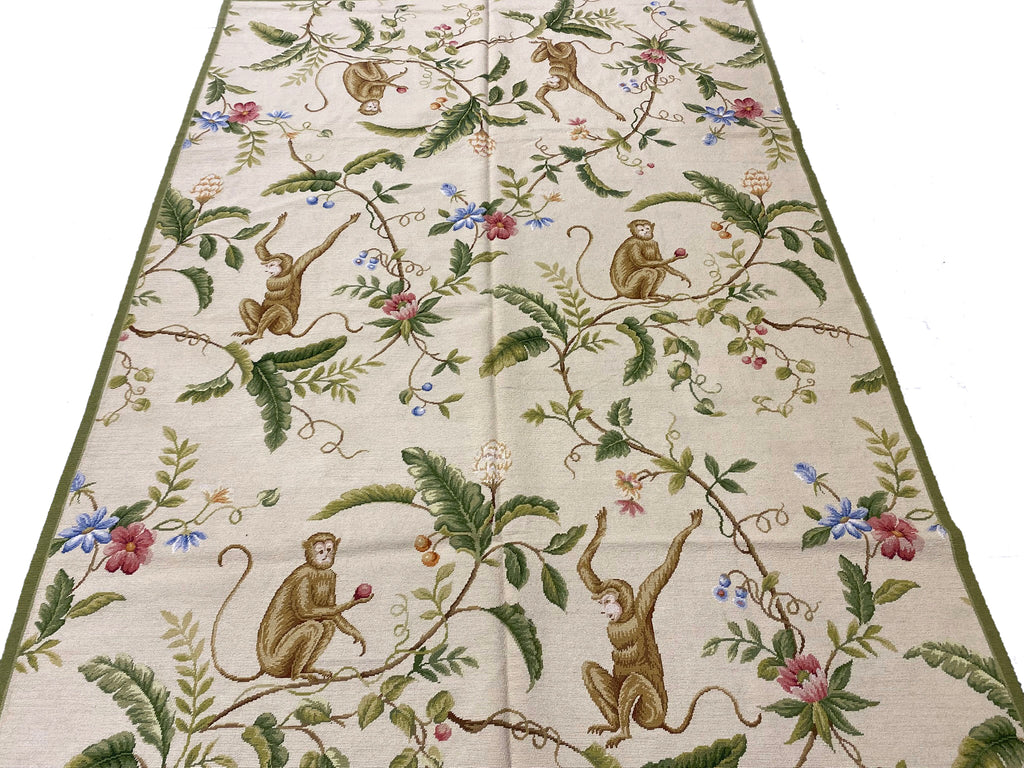 6 x 9 Monkey Pattern  Decorative Handmade Needle Point Tapestry Rug 