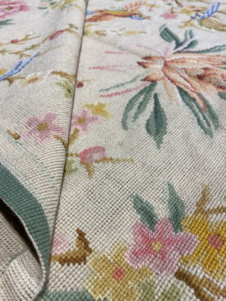 6 x 9 BIRDS French FLORAL Handmade Needle Point Tapestry Rug #F-3018