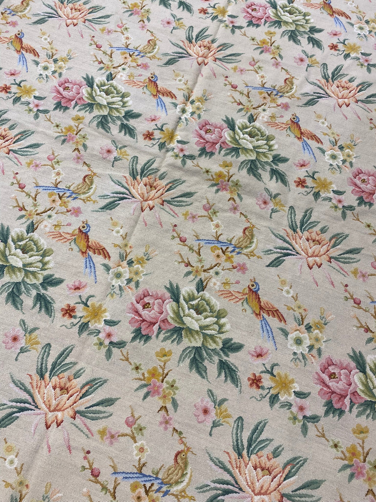 6 x 9 BIRDS French FLORAL Handmade Needle Point Tapestry Rug #F-3018
