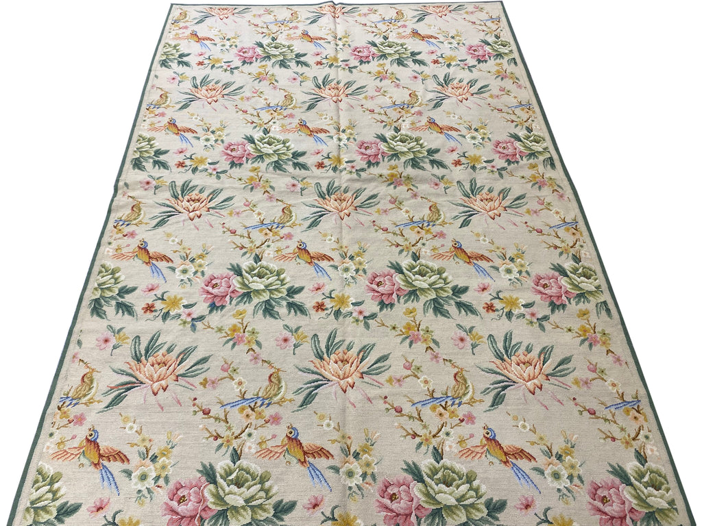 6 x 9 BIRDS French FLORAL Handmade Needle Point Tapestry Rug 