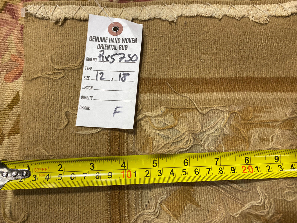 12 x 18 Beautiful Flat Weave Aubusson French Floral #PIX-5750