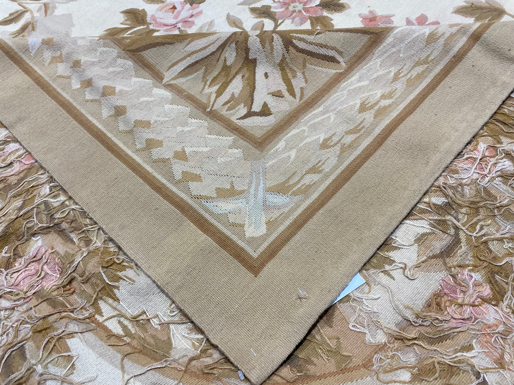 12 x 18 Beautiful Flat Weave Aubusson French Floral #PIX-5750