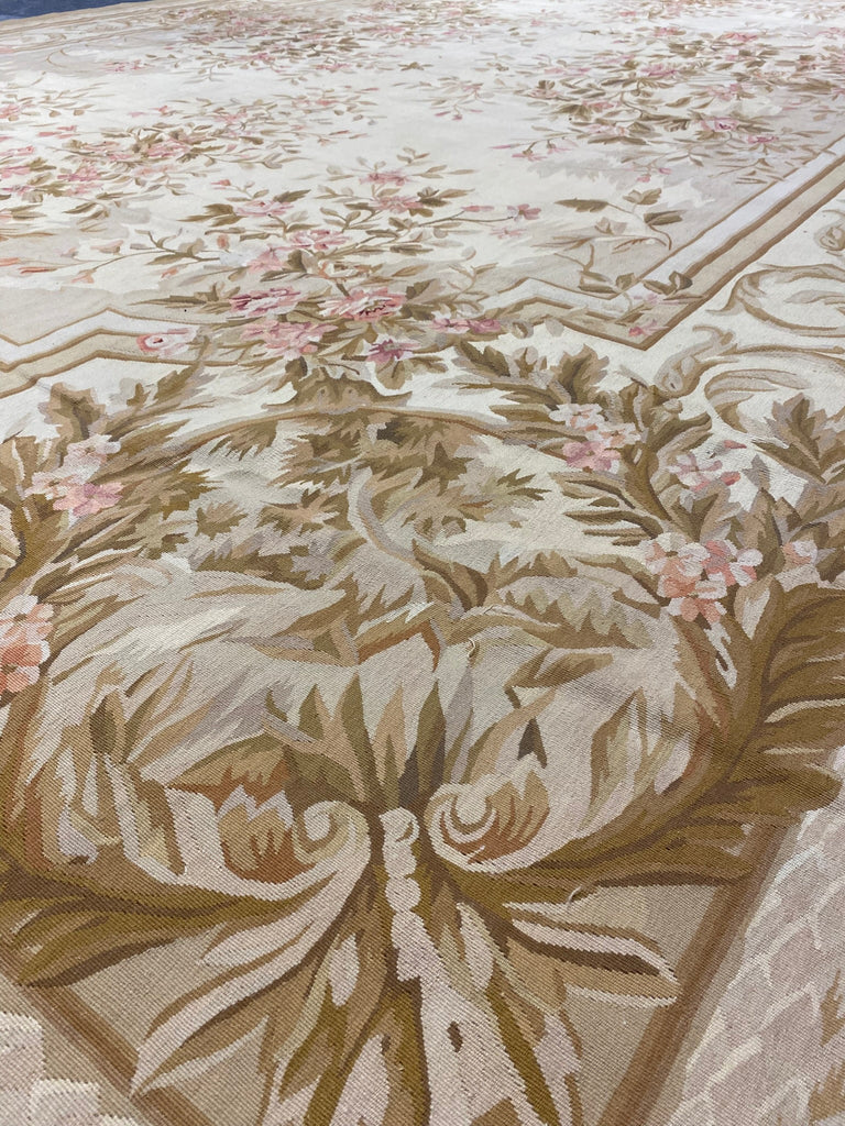 12 x 18 Beautiful Flat Weave Aubusson French Floral #PIX-5750