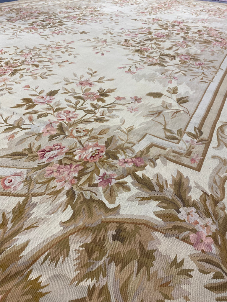 12 x 18 Beautiful Flat Weave Aubusson French Floral #PIX-5750