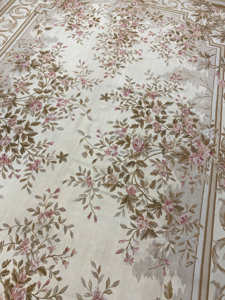 12 x 18 Beautiful Flat Weave Aubusson French Floral #PIX-5750