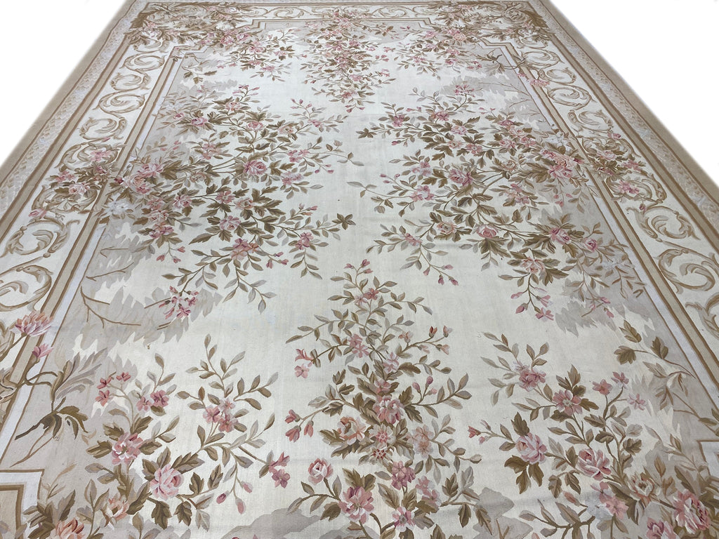 12 x 18 Beautiful Flat Weave Aubusson French Floral #PIX-5750