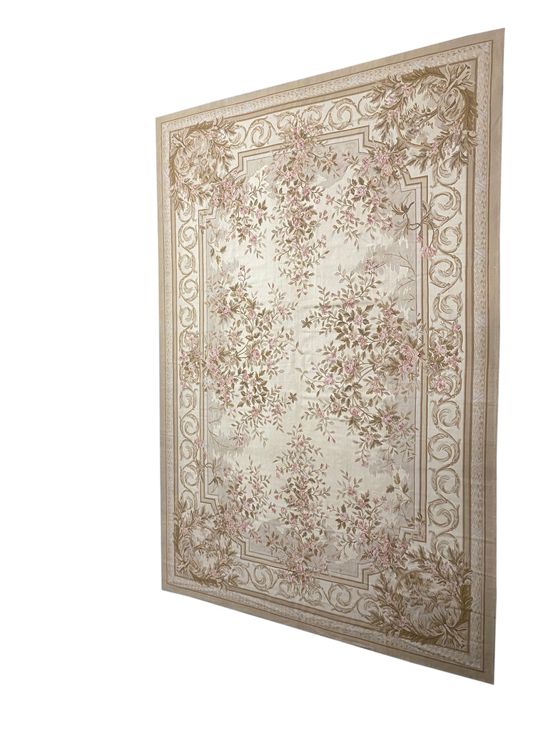 12 x 18 Beautiful Flat Weave Aubusson French Floral #PIX-5750