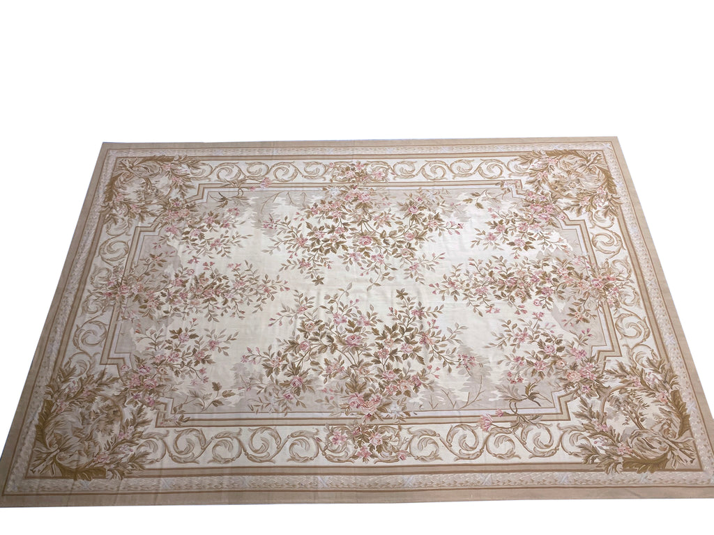 12 x 18 Beautiful Flat Weave Aubusson French Floral #PIX-5750