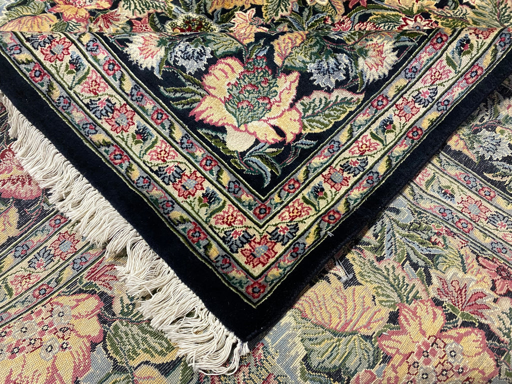 8 x 7.3 Green Signed Persian Wool and Silk Rug 16010