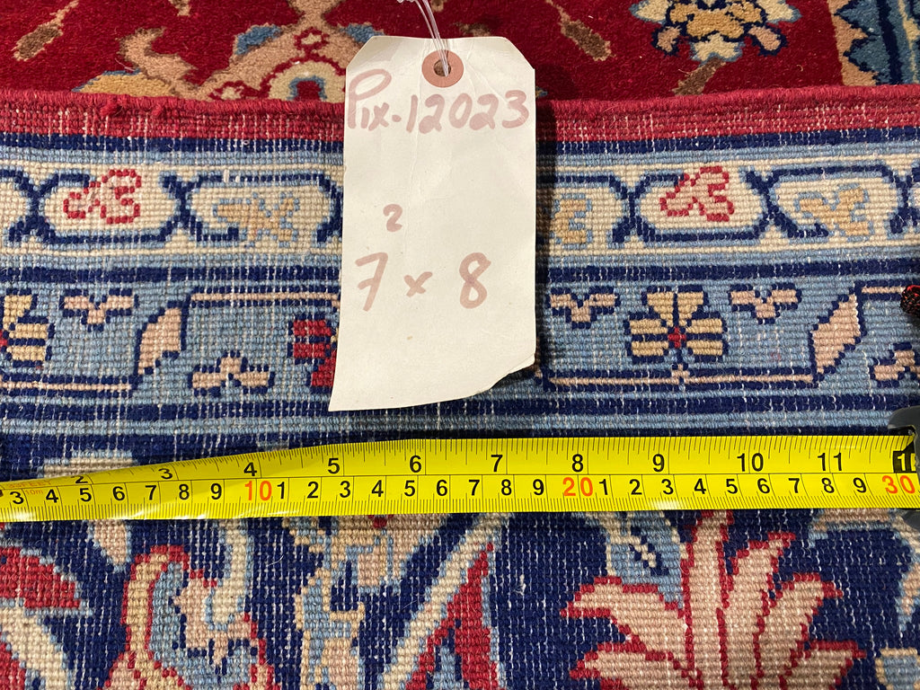 7 x 8 Red Sino Silk Square Rug 12023