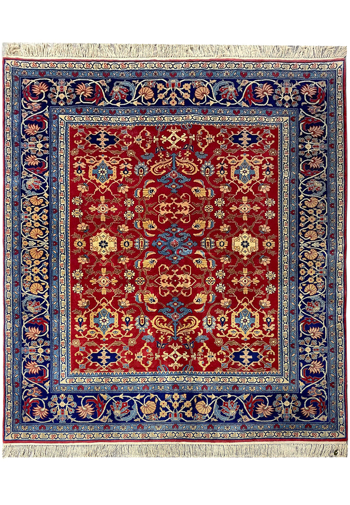 7 x 8 Red Sino Silk Square Rug 12023