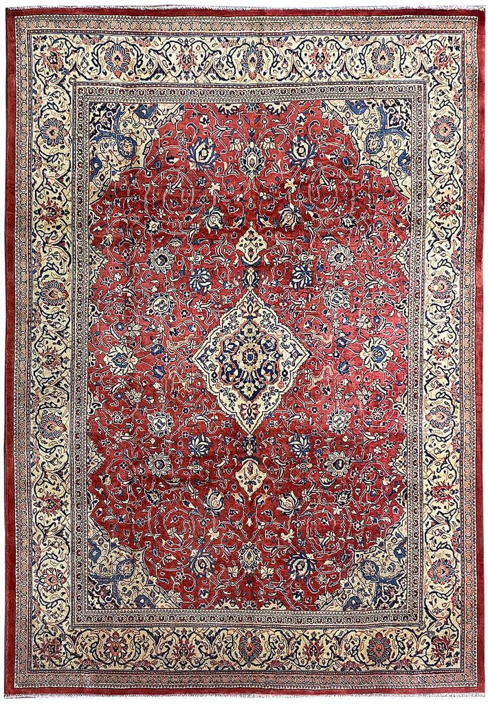 10' x 13' Red Semi Antique Persian Sarouk Rug 1315