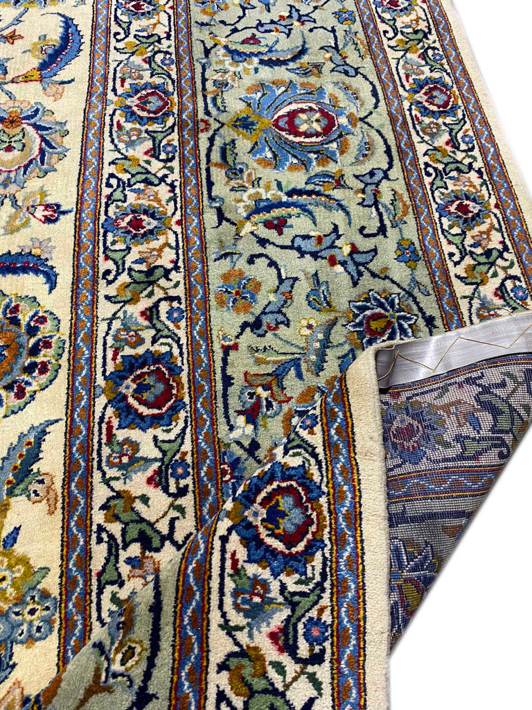 12.3 x 17.2 Beige Hand-knotted Persian Kashan Large Rug 14381