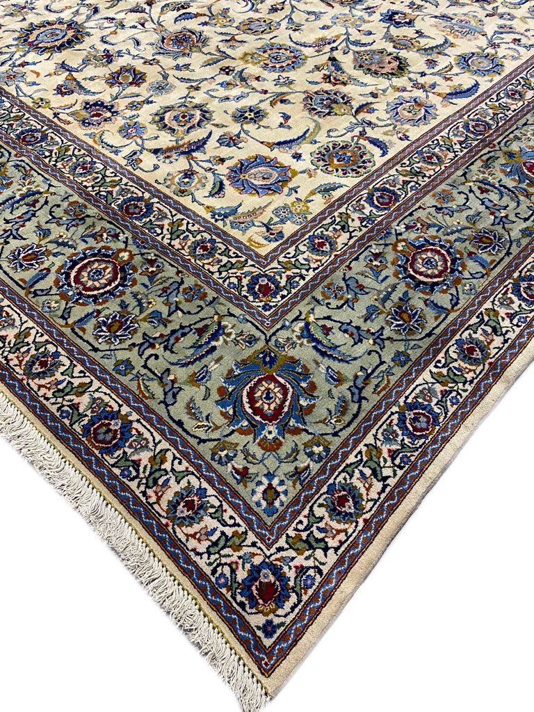 12.3 x 17.2 Beige Hand-knotted Persian Kashan Large Rug 14381