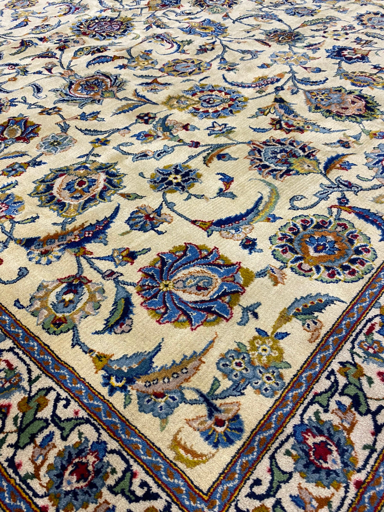 12.3 x 17.2 Beige Hand-knotted Persian Kashan Large Rug 14381