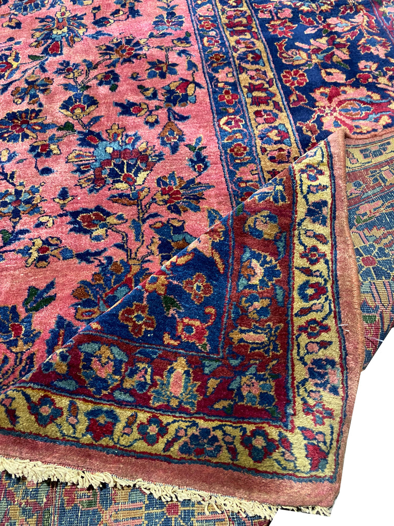 9.9 x 15.0 Antique 1930's Persian Kashan Sarouk Quality Large Rug Finer Wool #PIX-3559