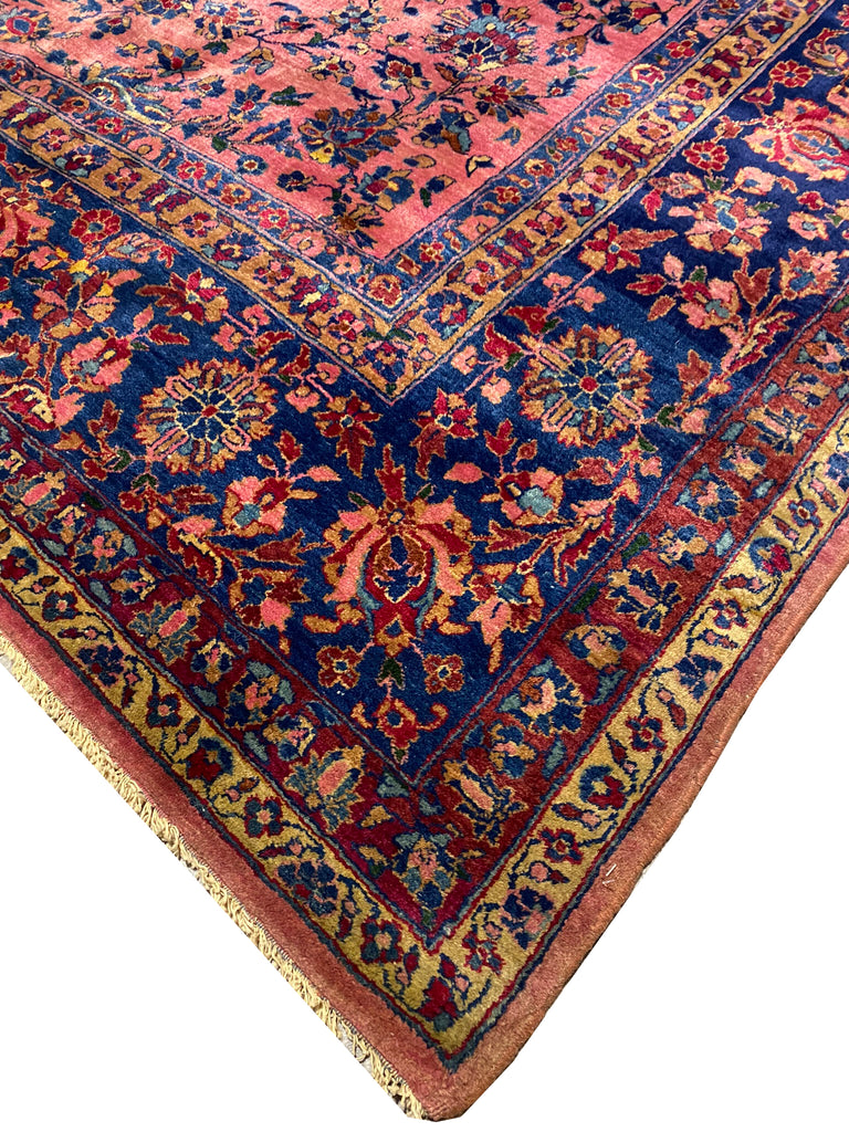9.9 x 15.0 Antique 1930's Persian Kashan Sarouk Quality Large Rug Finer Wool #PIX-3559