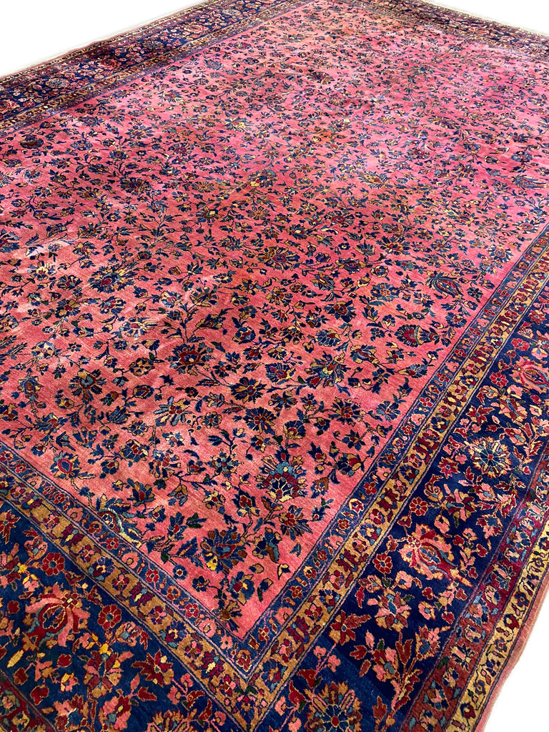 9.9 x 15.0 Antique 1930's Persian Kashan Sarouk Quality Large Rug Finer Wool #PIX-3559