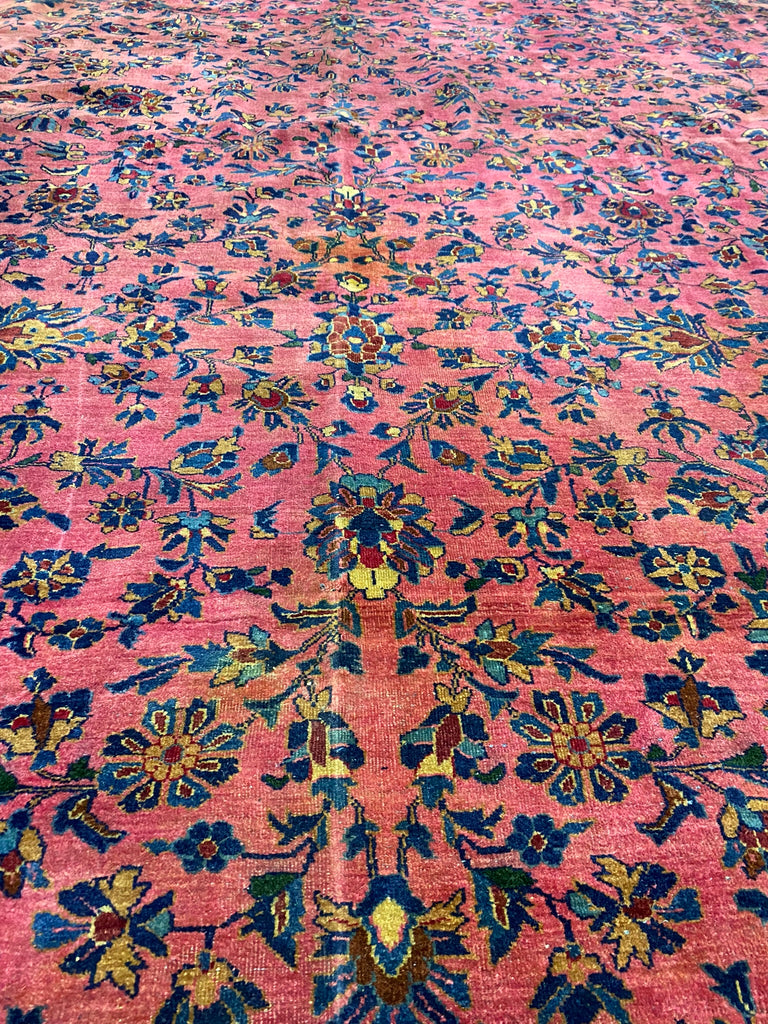 9.9 x 15.0 Antique 1930's Persian Kashan Sarouk Quality Large Rug Finer Wool #PIX-3559