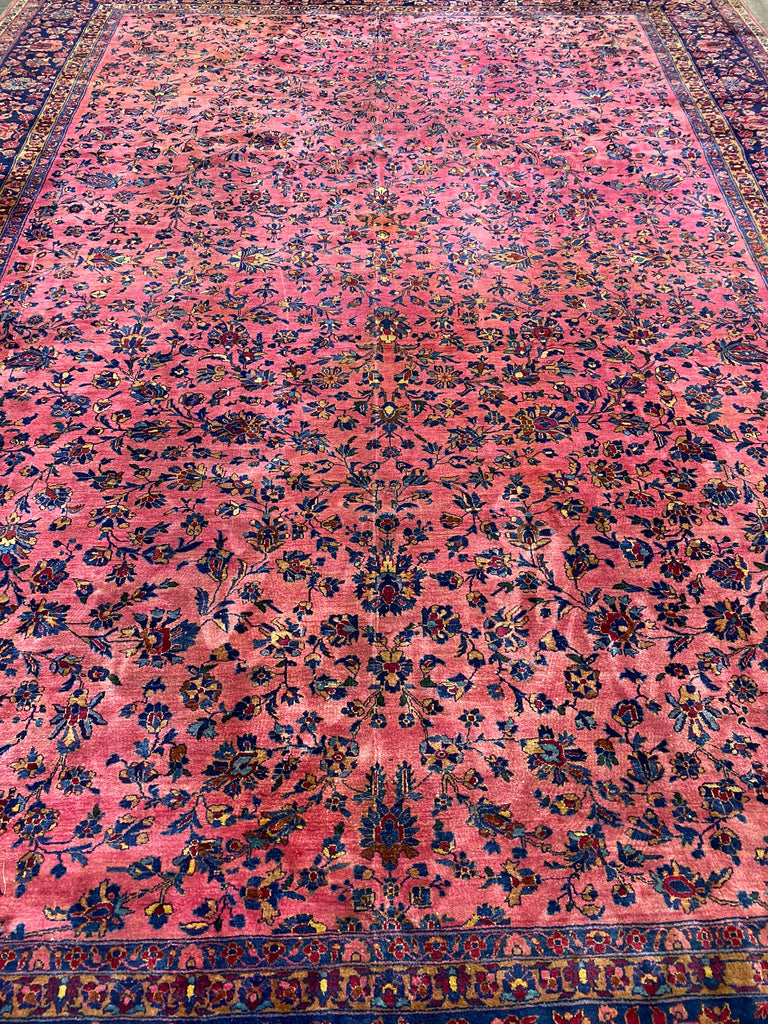 9.9 x 15.0 Antique 1930's Persian Kashan Sarouk Quality Large Rug Finer Wool #PIX-3559