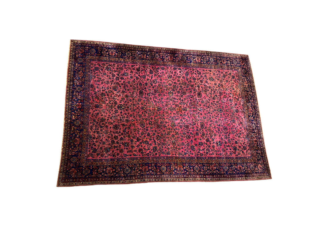 9.9 x 15.0 Antique 1930's Persian Kashan Sarouk Quality Large Rug Finer Wool #PIX-3559