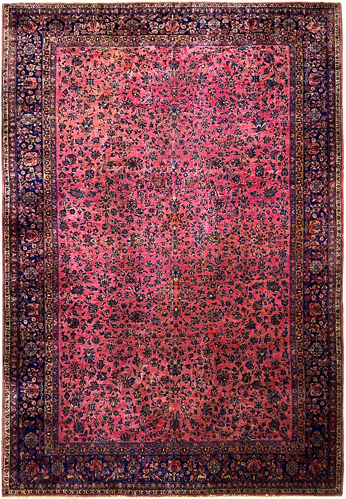 9.9 x 15.0 Antique 1930's Persian Kashan Sarouk Quality Large Rug Finer Wool #PIX-3559