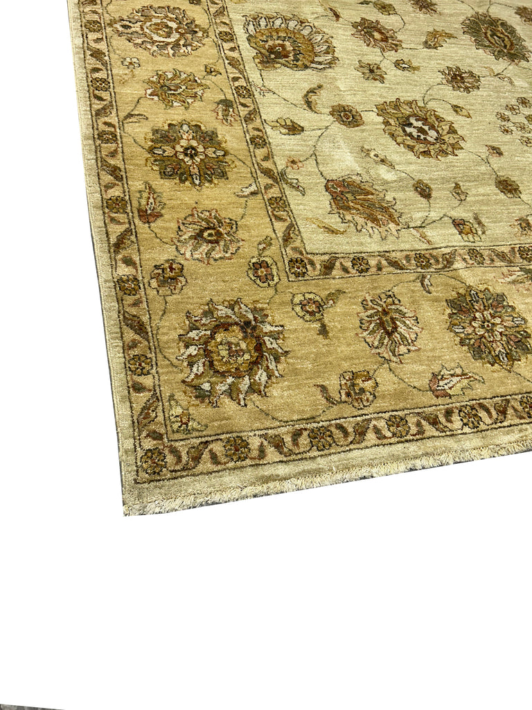 7.1 x 9.9 Beige Gold Handmade Chobi Peshawar Rug #F-6372