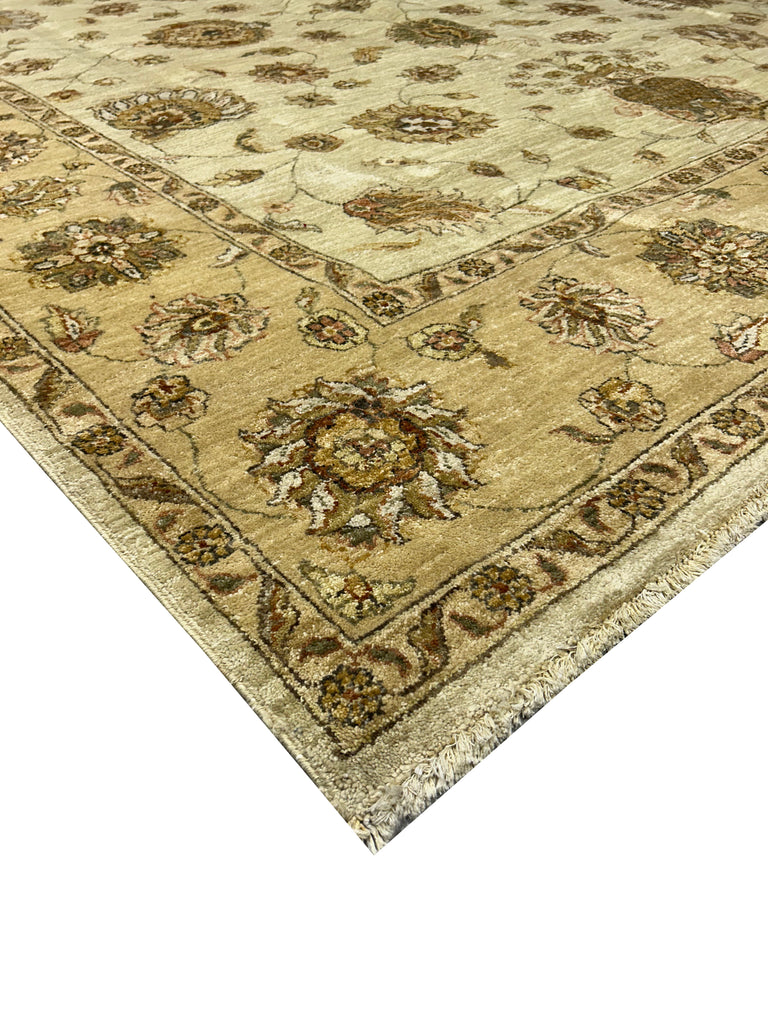 7.1 x 9.9 Beige Gold Handmade Chobi Peshawar Rug #F-6372