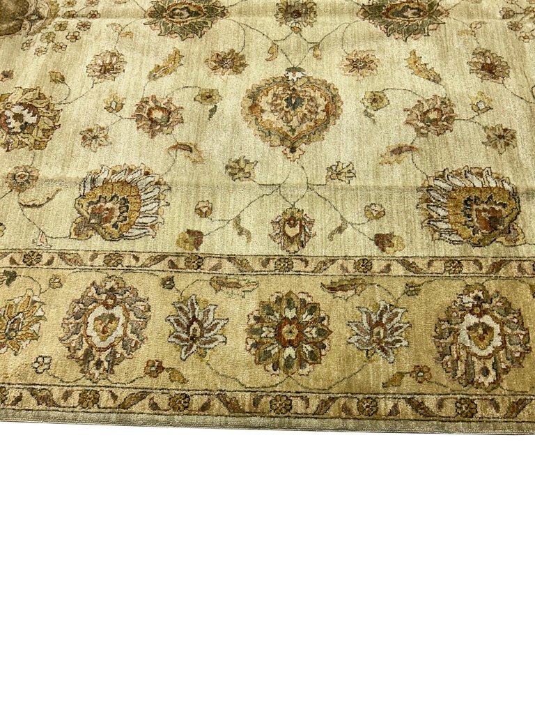 7.1 x 9.9 Beige Gold Handmade Chobi Peshawar Rug #F-6372
