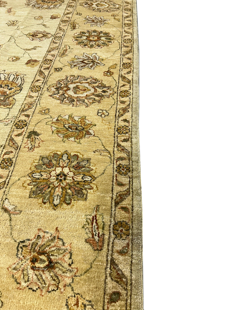 7.1 x 9.9 Beige Gold Handmade Chobi Peshawar Rug #F-6372