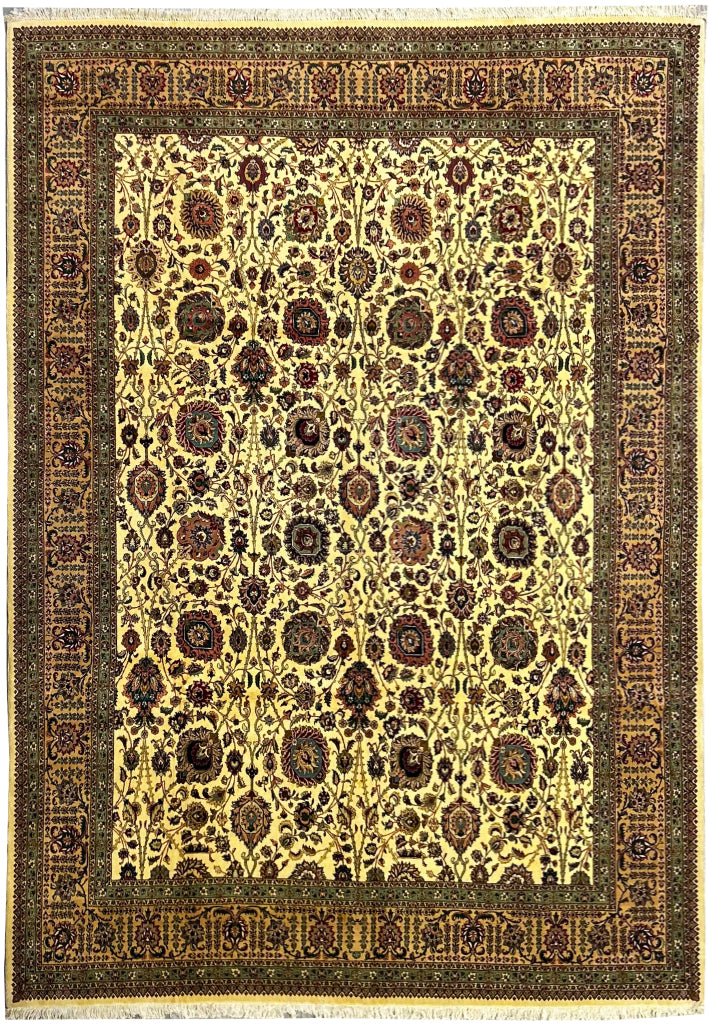 10.7 x 14.6 Semi-Antique Fine Weave Persian Tabriz Rug IVORY 14871