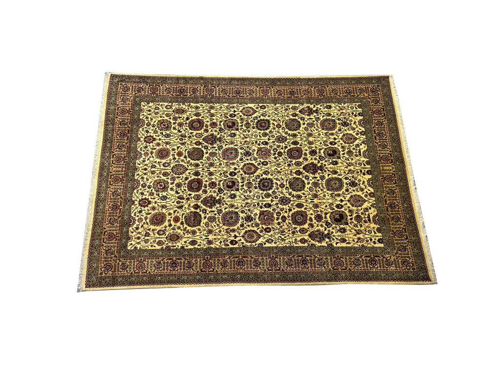 10.7 x 14.6 Semi-Antique Fine Weave Persian Tabriz Rug IVORY 14871