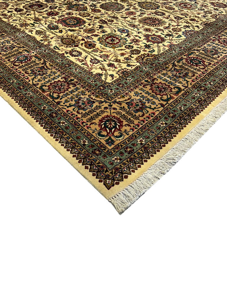 10.7 x 14.6 Semi-Antique Fine Weave Persian Tabriz Rug IVORY 14871