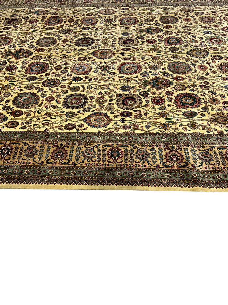 10.7 x 14.6 Semi-Antique Fine Weave Persian Tabriz Rug IVORY 14871