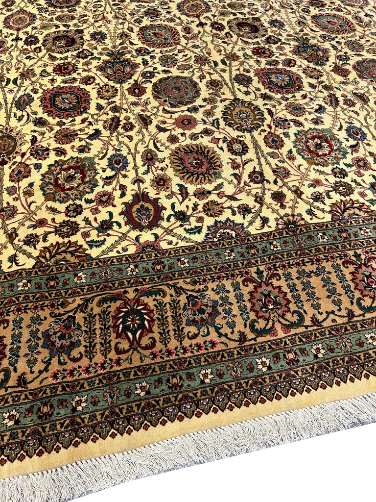 10.7 x 14.6 Semi-Antique Fine Weave Persian Tabriz Rug IVORY 14871