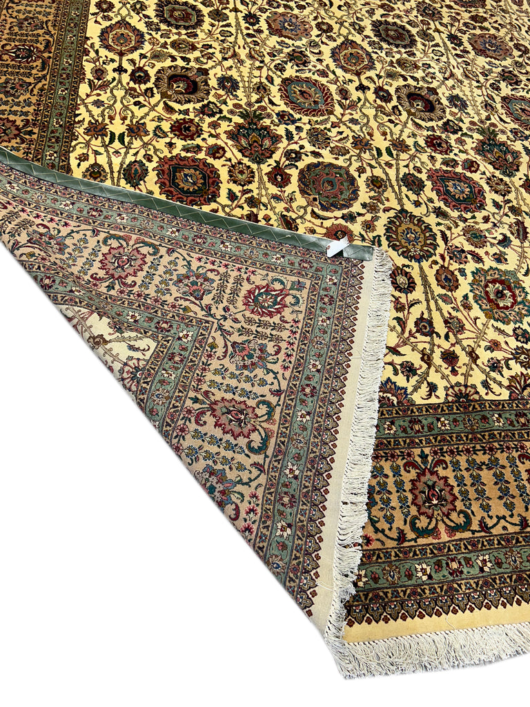 10.7 x 14.6 Semi-Antique Fine Weave Persian Tabriz Rug IVORY 14871