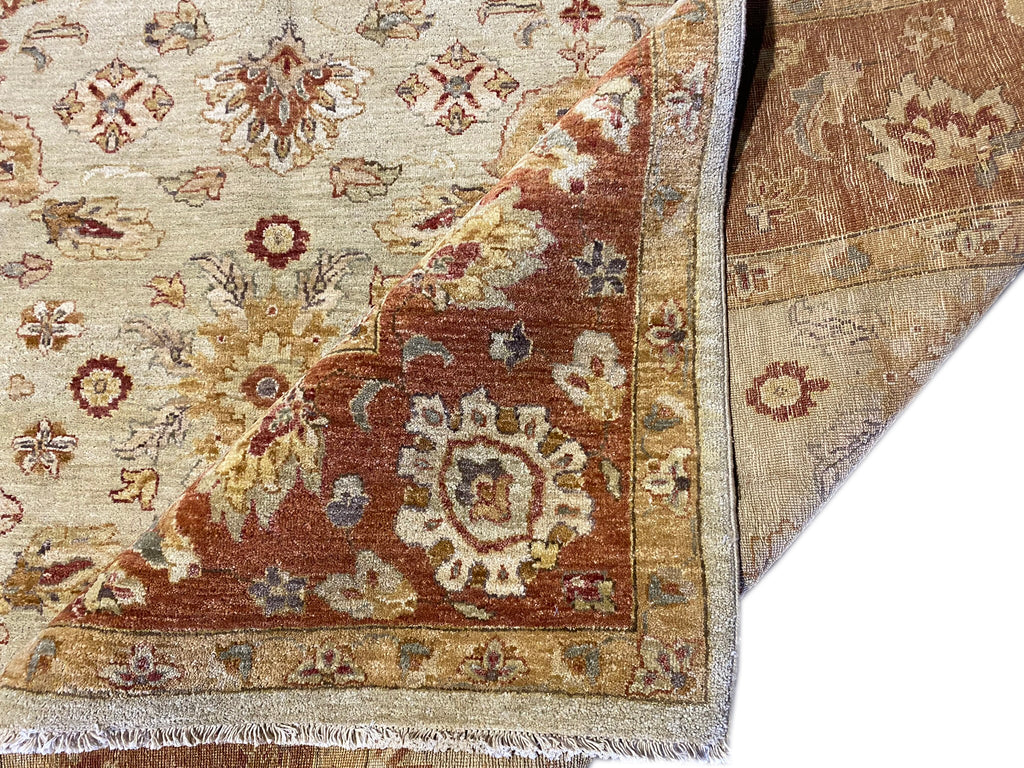 8 x 10.3 Natural Wool Agra rug Warm Colors Beige Rust #B-72586