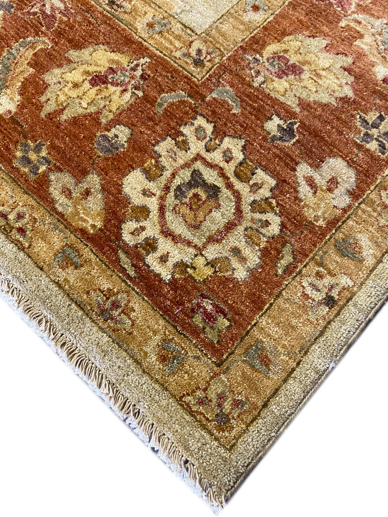 8 x 10.3 Natural Wool Agra rug Warm Colors Beige Rust #B-72586