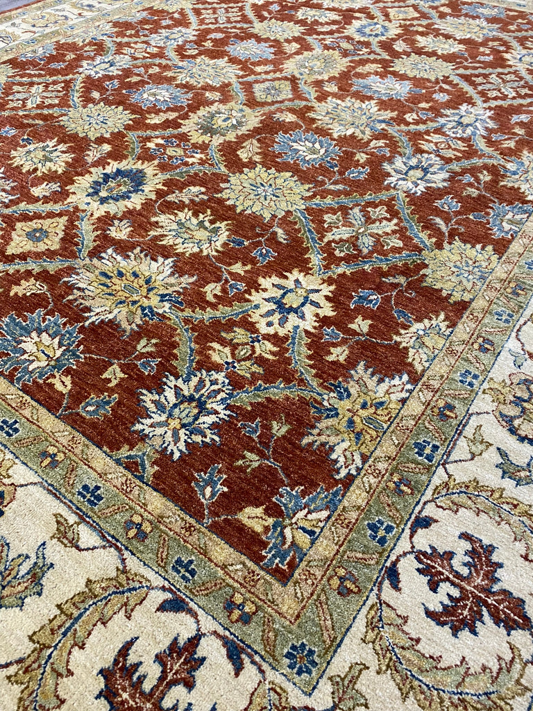 8.0 x 10.1 New Ziglar Agra Rug Natural Wool RUST #B-72538