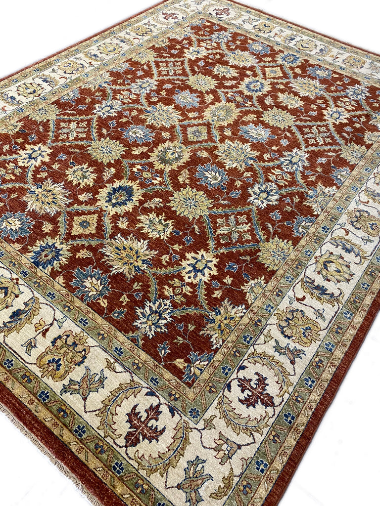 8.0 x 10.1 New Ziglar Agra Rug Natural Wool RUST #B-72538