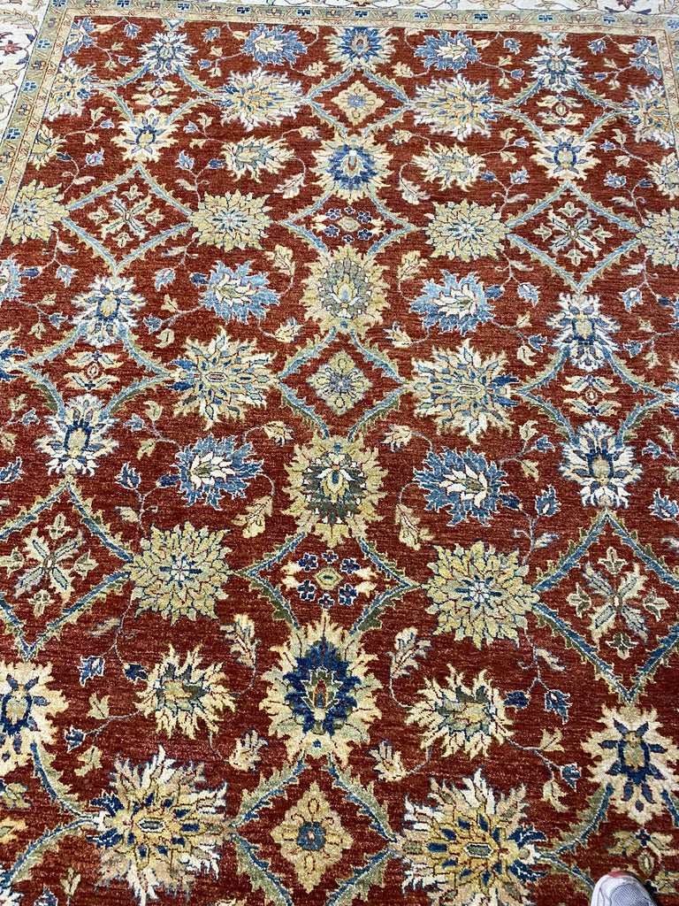 8.0 x 10.1 New Ziglar Agra Rug Natural Wool RUST #B-72538
