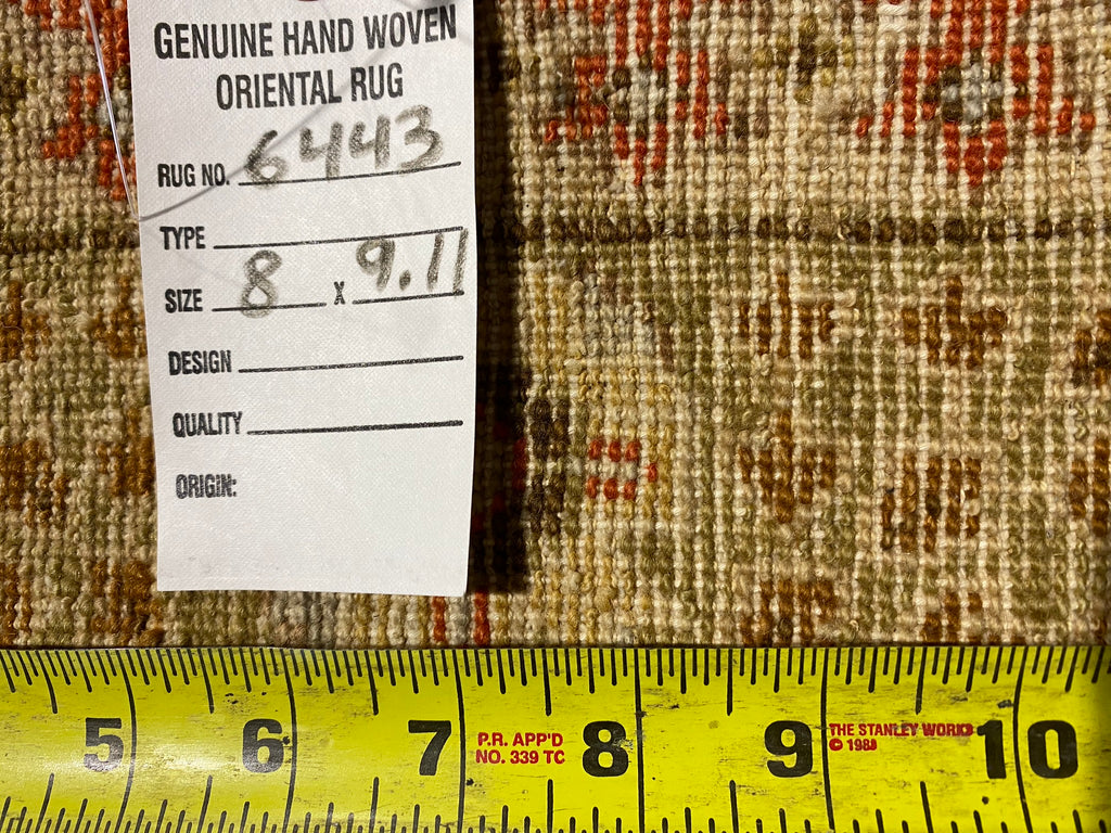 8 x 10 CORAL Agra Handmade Natural Wool Rug #F-6443