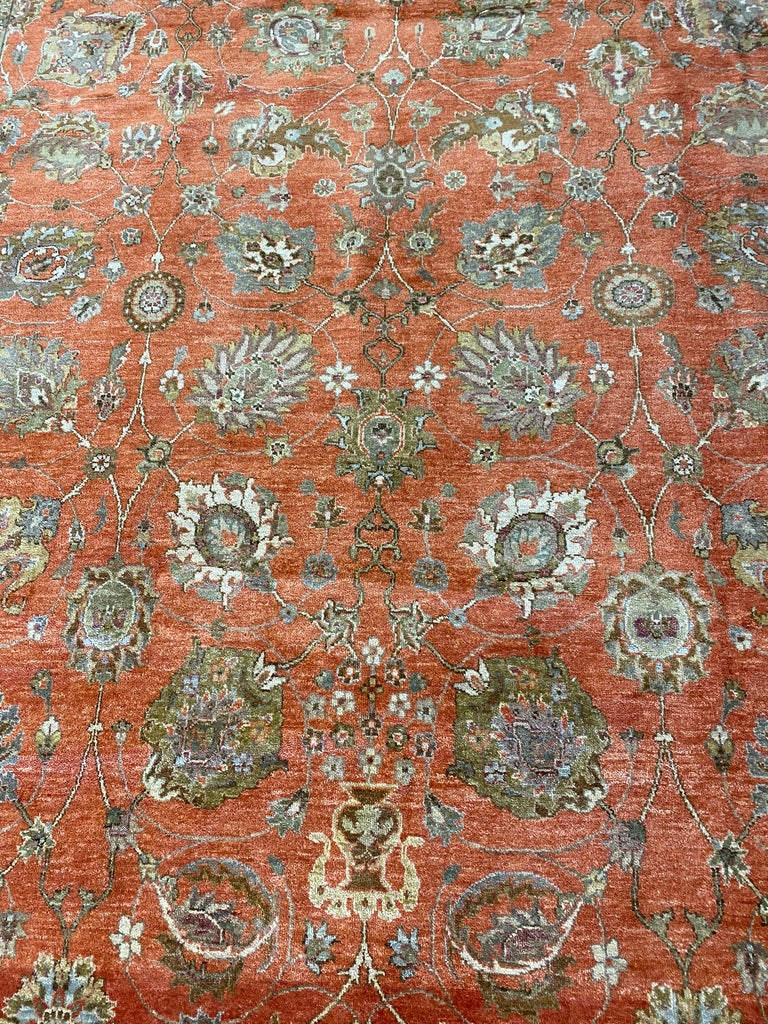 8 x 10 CORAL Agra Handmade Natural Wool Rug #F-6443