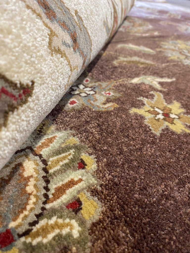 8 x 9.9 OLIVE New Handmade Agra Rug Natural Wool #F-6444