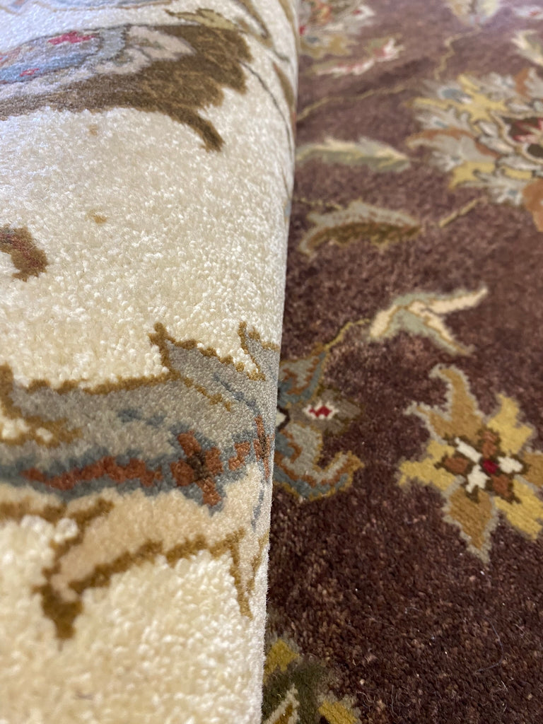 8 x 9.9 OLIVE New Handmade Agra Rug Natural Wool #F-6444