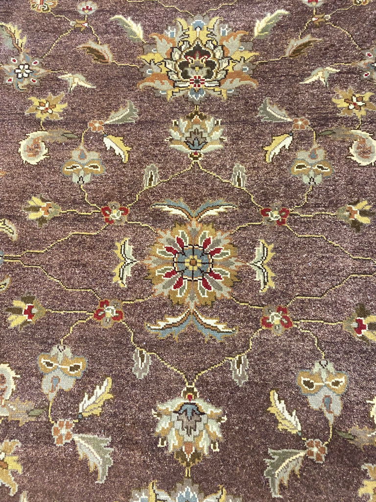 8 x 9.9 OLIVE New Handmade Agra Rug Natural Wool #F-6444