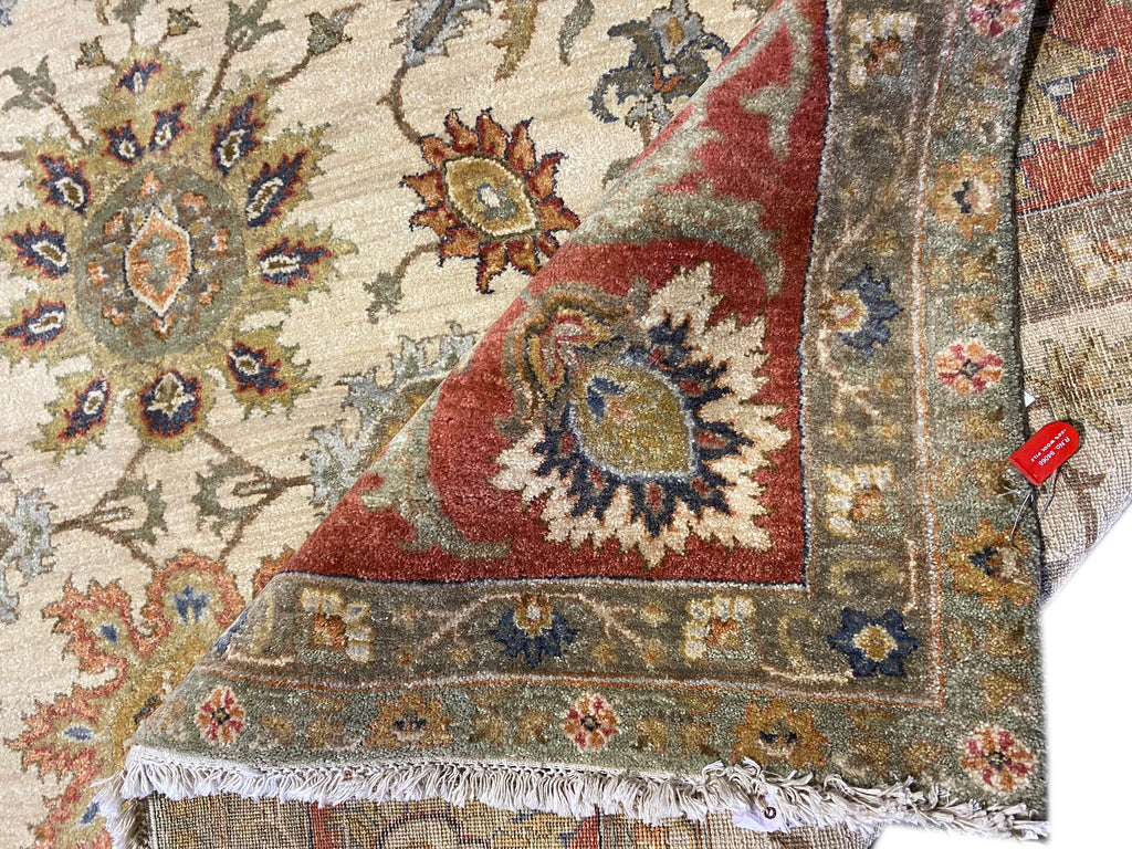 8 x 9.8 QUALITY AGRA RUG Beige Rust #F-6446