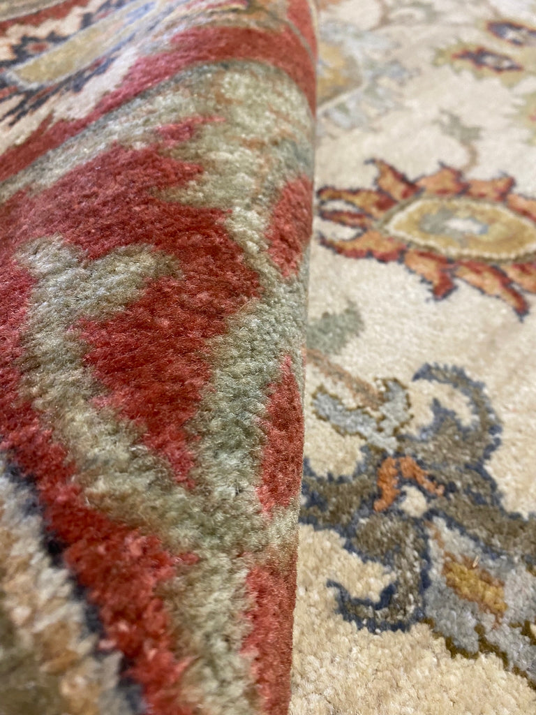 8 x 9.8 QUALITY AGRA RUG Beige Rust #F-6446