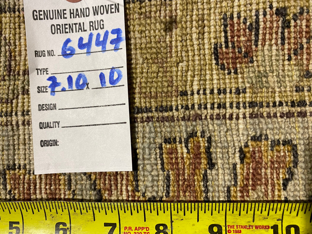 7.10 x 10 Handmade Decorative Quality Wool Rug IVORY LIGHT BLUE #F-6447