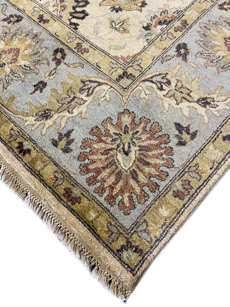 7.10 x 10 Handmade Decorative Quality Wool Rug IVORY LIGHT BLUE #F-6447